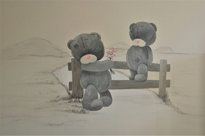 Muurschildering kinderkamer beren